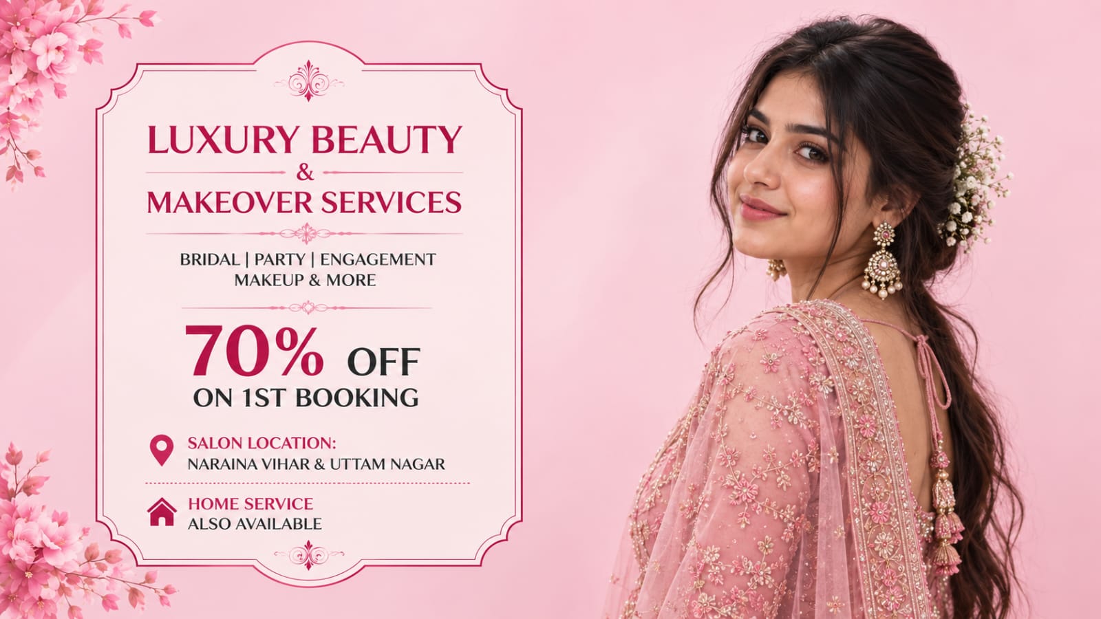 70% off on your first booking — luxury beauty and makeover services